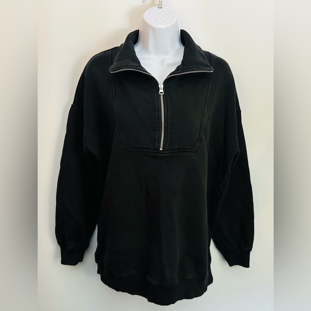 & Other Stories Black Half-Zip Pullover Sweatshirt